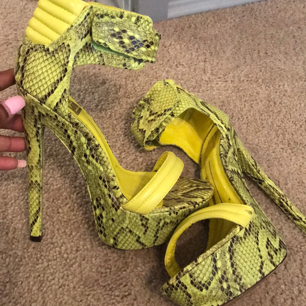 Lime Green Snake Skin Heels